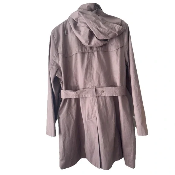 London Fog Tower Women's Trench Coat Jacket Size X-Large Rose Gold Belted - Picture 10 of 14